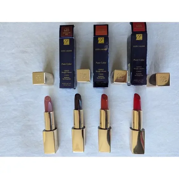 Estee Lauder 4 Lipstick Bundle Never Used Persuasive Uncontrollable Irresistible - Picture 1 of 13